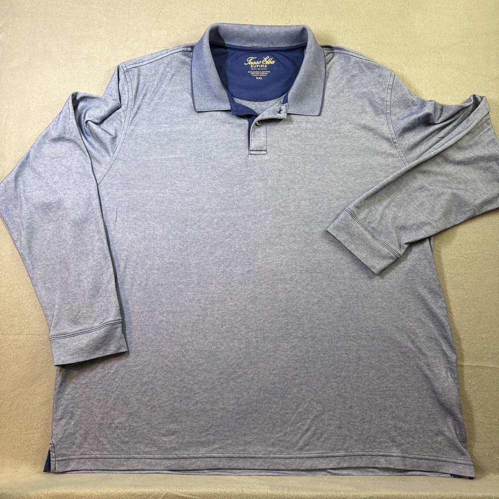 Tasso Elba Supima Long Sleeve Polo XXL Blue